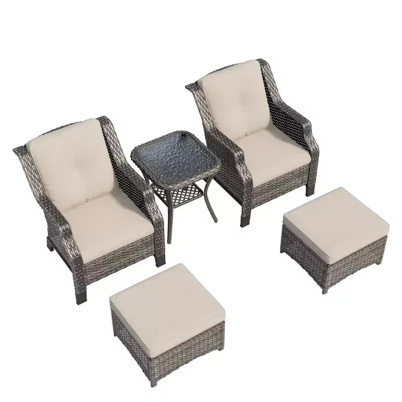 UPTIOT 5-Piece Wicker Patio Conversation Set Outdoor Lounge Chair