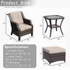 UPTIOT 5-Piece Wicker Patio Conversation Set Outdoor Lounge Chair