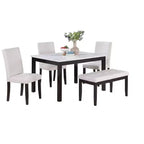 Okak 5-Piece Antique Ranch Style Dining Table Set & Backrest Chairs/Bench for Kitchen,Dining Room,Vintage Dinette Set with Solid Wood Frame