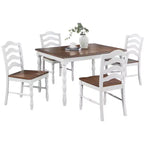 Okak 5-Piece Antique Ranch Style Dining Table Set & Backrest Chairs/Bench for Kitchen,Dining Room,Vintage Dinette Set with Solid Wood Frame