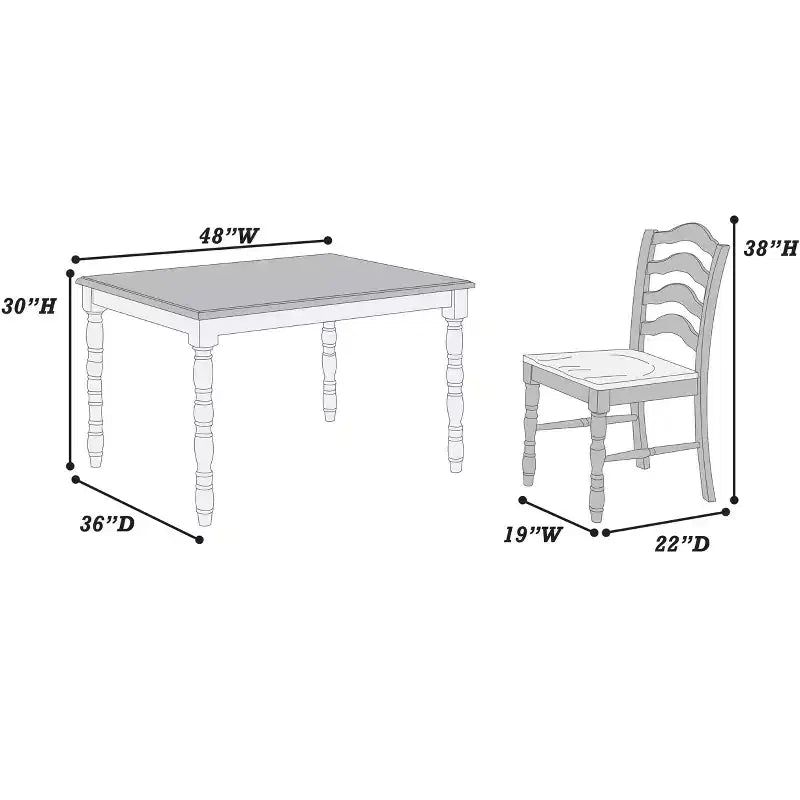 Okak 5-Piece Antique Ranch Style Dining Table Set & Backrest Chairs/Bench for Kitchen,Dining Room,Vintage Dinette Set with Solid Wood Frame