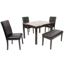 Okak 5-Piece Antique Ranch Style Dining Table Set & Backrest Chairs/Bench for Kitchen,Dining Room,Vintage Dinette Set with Solid Wood Frame