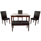 Okak 5-Piece Antique Ranch Style Dining Table Set & Backrest Chairs/Bench for Kitchen,Dining Room,Vintage Dinette Set with Solid Wood Frame