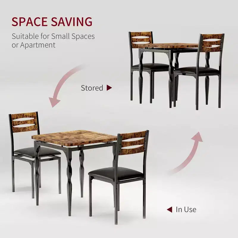 Dining Table Set for 2, Spiral Table Legs, Ergonomic Comfortable Seating, Bar Table Set, for Small Spaces, Kitchen, Apartment