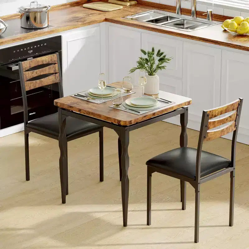 Dining Table Set for 2, Spiral Table Legs, Ergonomic Comfortable Seating, Bar Table Set, for Small Spaces, Kitchen, Apartment