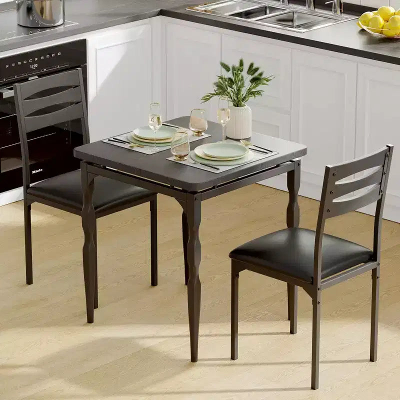 Dining Table Set for 2, Spiral Table Legs, Ergonomic Comfortable Seating, Bar Table Set, for Small Spaces, Kitchen, Apartment