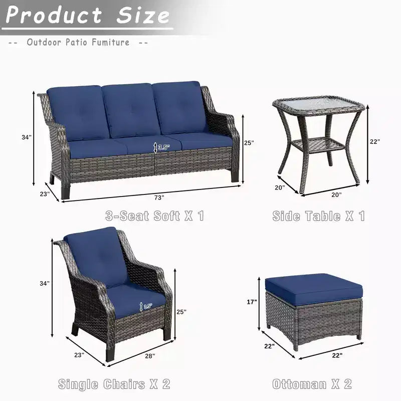 UPTIOT 6-Pieces Wicker Outdoor Patio Furniture Sets