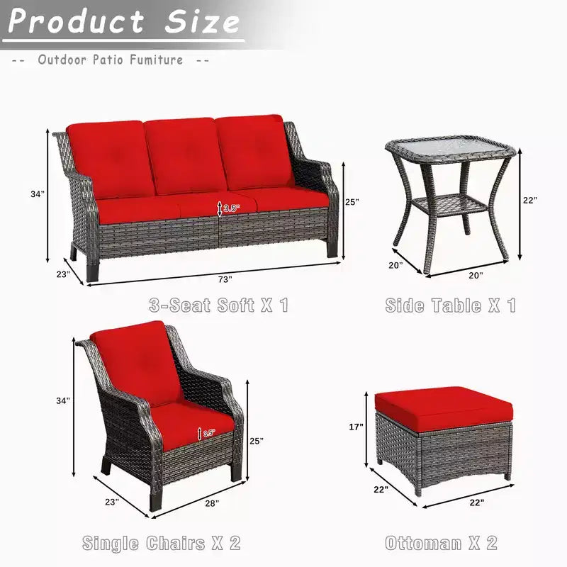 UPTIOT 6-Pieces Wicker Outdoor Patio Furniture Sets