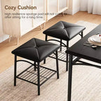 Modern Dining Set for 4, Wood Tabletop, 2 Padded Chairs, 1 Bench, Metel Frame, for Small Spaces, Apartments, Restaurants