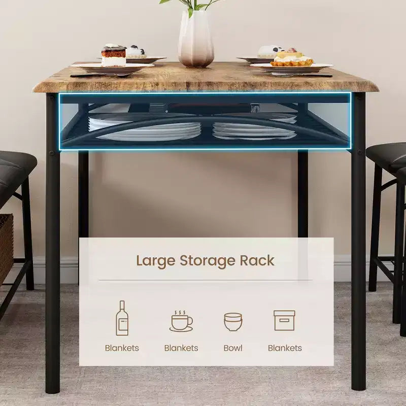 Modern Dining Set for 4, Wood Tabletop, 2 Padded Chairs, 1 Bench, Metel Frame, for Small Spaces, Apartments, Restaurants