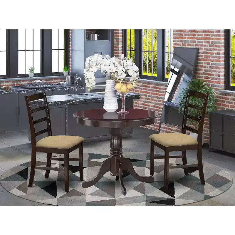 Small Kitchen Table Set with Chairs - Dining Table & 2 Cappuccino Chairs