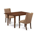 HomeStock 3-Pc Mahogany Finish Solid Wood Top with Butterfly Leaf Dining Table Set