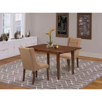HomeStock 3-Pc Mahogany Finish Solid Wood Top with Butterfly Leaf Dining Table Set