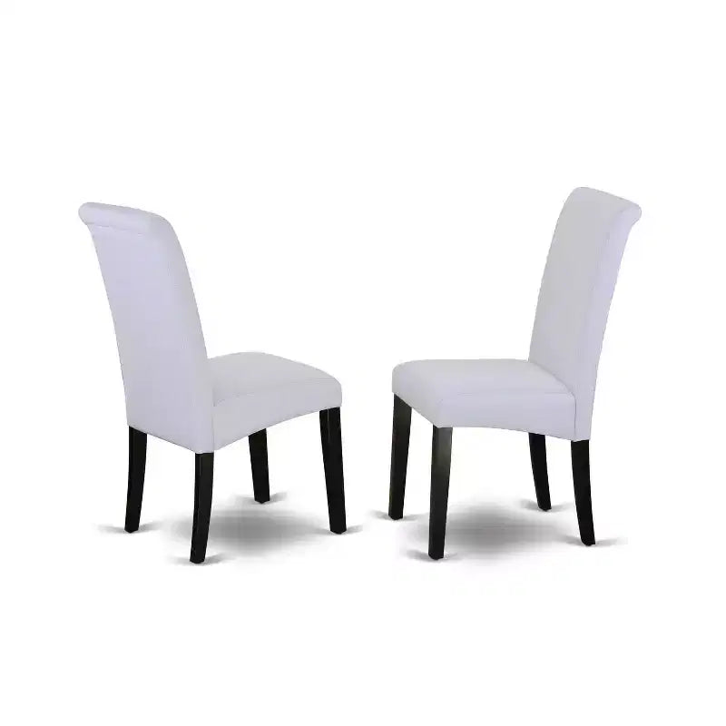 Small Round Kitchen Dining Set - 3Pc Table & Chairs - Linen Grayish Blue Fabric - Modern Baroque Design