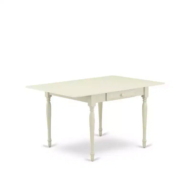 3-Piece Linen White Finish Solid Wood Top Dining Table Set