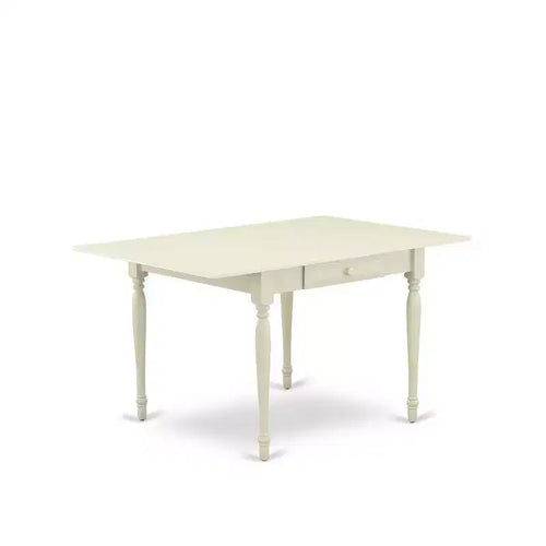 3-Piece Linen White Finish Solid Wood Top Dining Table Set