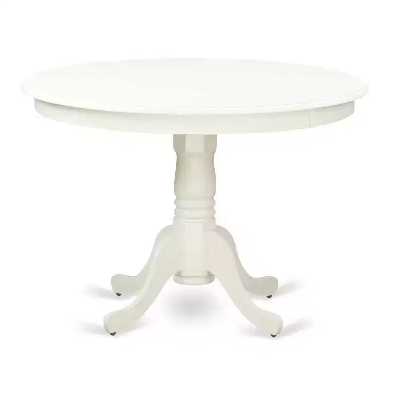 Eetkamerset met roze flamingo-tafel van 42 inch, met 2 Parsons-stoelen, linnenwitte poten en kunstleer