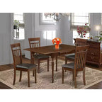 HomeStock 5-Pc Mahogany Finish Solid Wood Top - Rectangular Dining Room Set with Dropleaf - Seats 4