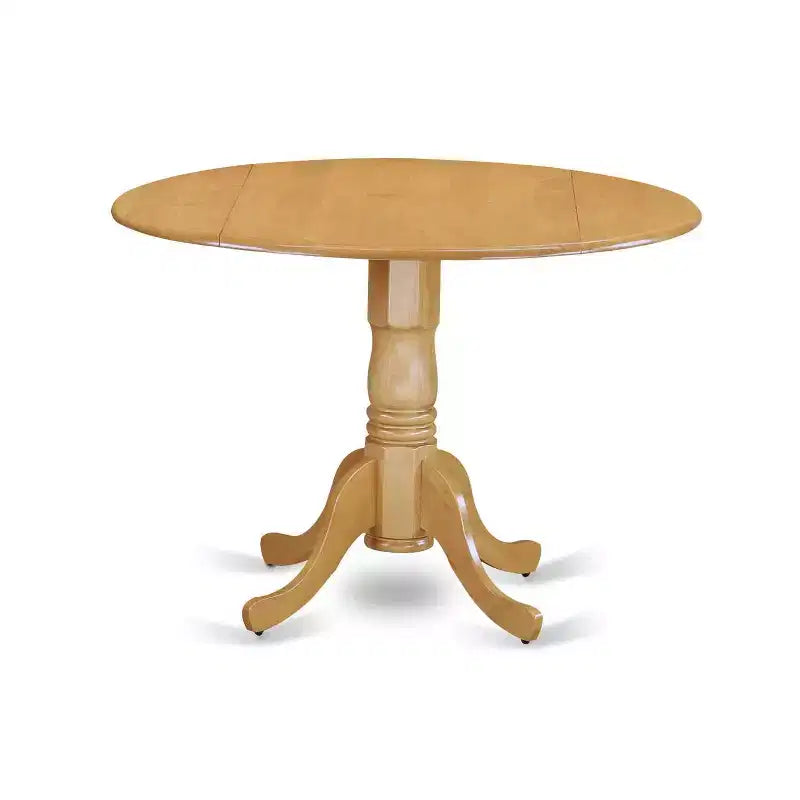 HomeStock 3-delige ronde eethoek met massief houten tafelblad in natuurlijke eikenkleur en 2 stoelen