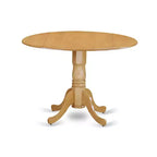 HomeStock 3-delige ronde eethoek met massief houten tafelblad in natuurlijke eikenkleur en 2 stoelen