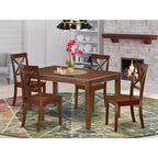 Art Nouveau Dining Set - 5 Piece Rectangular Table & 4 Chairs - 60 Inch Dining Room Furniture