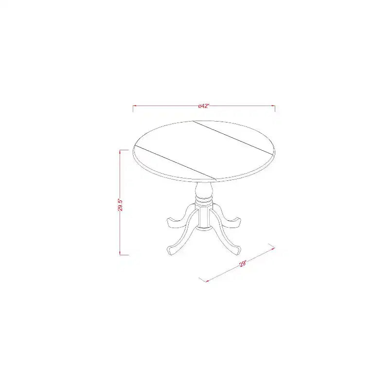 Round Dining Table Set - 3 Piece Asian Style Table & Chairs - 42 Buttermilk Cherry Finish