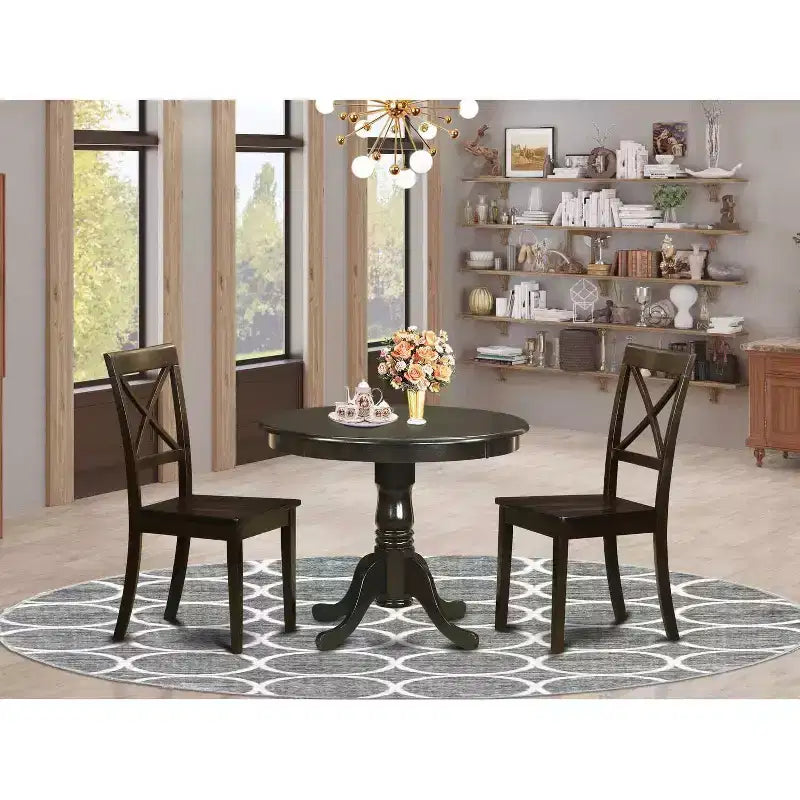 Round Dining Table Set with Chairs - 36 Inch Kitchen Table & 2 Dining Chairs