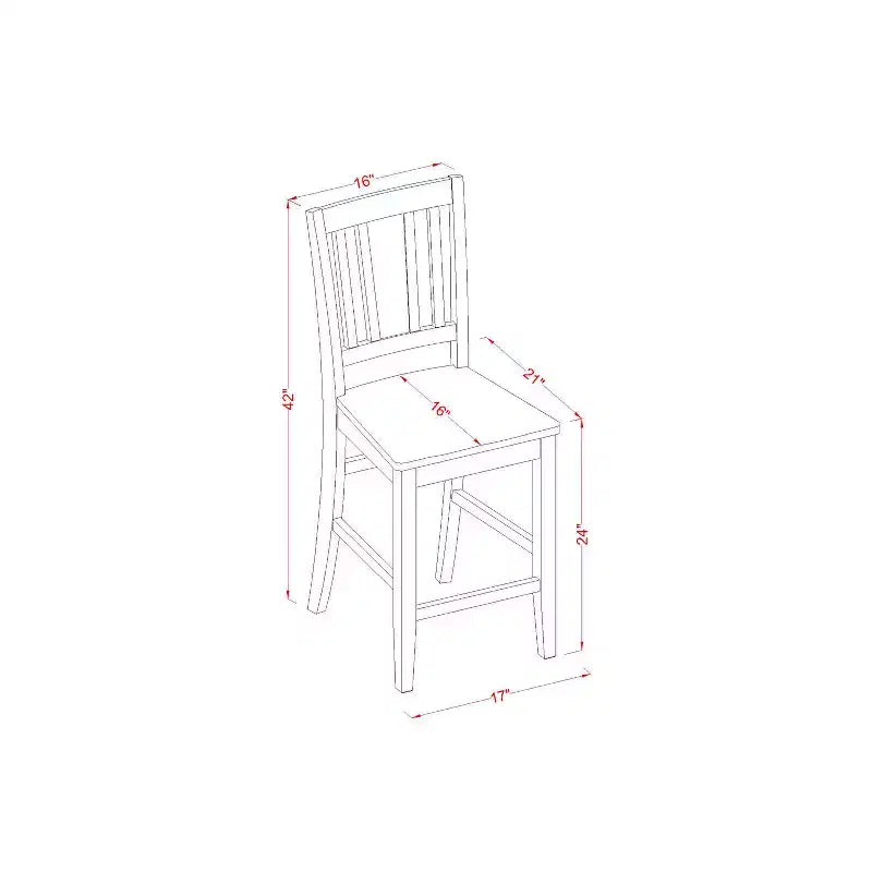 Counter Height Dining Set - 3 Piece Table & Chairs - Modern Kitchen Pub Set - 30x48 Inch Table