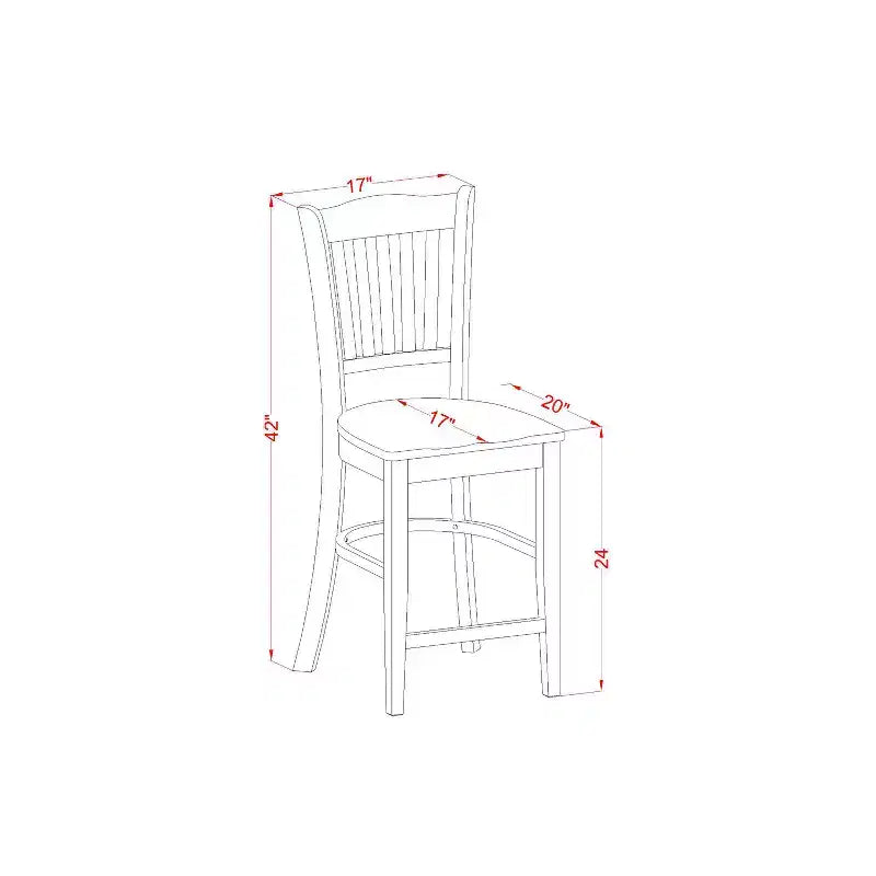 Kitchen Counter Height Dining Set - 5 Piece Table & Chair Set - Oak Finish