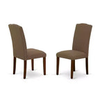 Round Kitchen Table Set 42 Inch with Parsons Chairs - Classic Charm Dining Set - Dark Coffee Finish