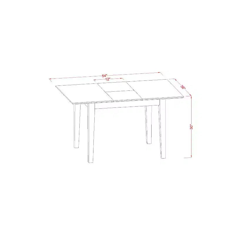 Dinette Set for 4 - Small Kitchen Table with Chairs - Modern Design - Saddle Brown Finish