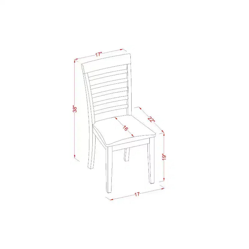Dinette Set for 4 - Small Kitchen Table with Chairs - Modern Design - Saddle Brown Finish