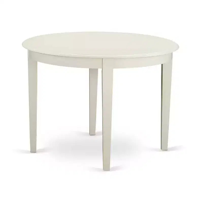 5-Piece Linen White Solid Wood Top - Round Upholstered Dining Room Set - (Seats-4)