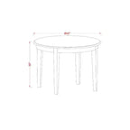 5-delige eetkamerset met linnenwitte massiefhouten ronde tafel en gestoffeerde stoelen - (plaats voor 4)