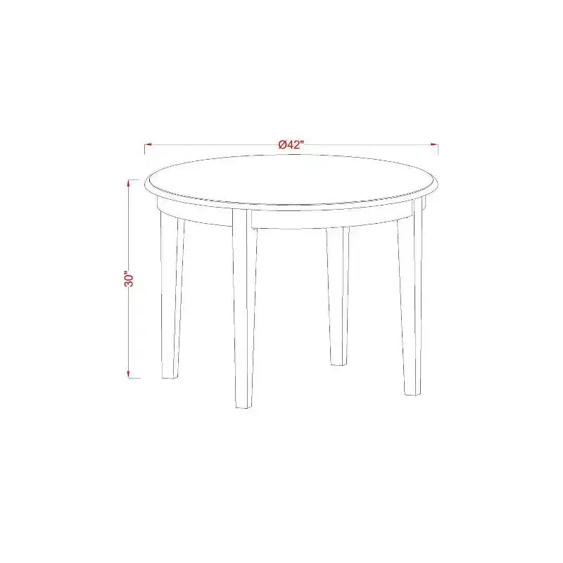5-Piece Linen White Solid Wood Top - Round Upholstered Dining Room Set - (Seats-4)