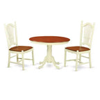 HomeStock 3-Pc Buttermilk and Cherry Solid Wood Top - Round Dining Room Set - Seats 4