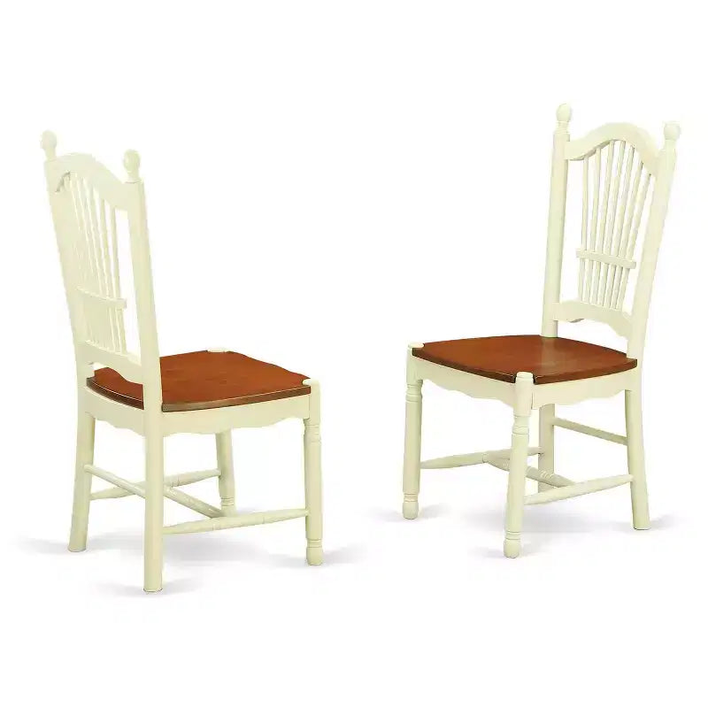 HomeStock 3-Pc Buttermilk and Cherry Solid Wood Top - Round Dining Room Set - Seats 4
