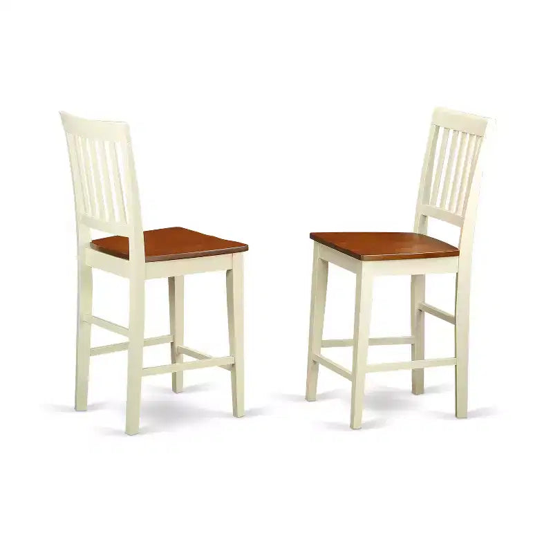 Counter Height Pub Set - 3 Piece Dinette Table & Chairs - Small Space Dining Set - Linen White