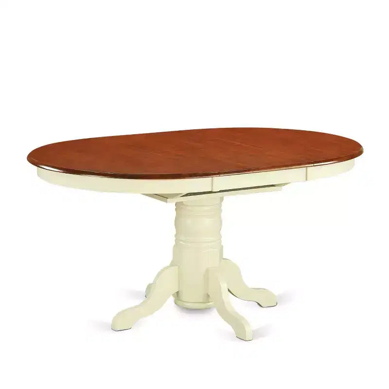 HomeStock 5-Piece Oval Buttermilk & Cherry Finish Solid Wood Top Dining table with 4 Chairs with Cross Back