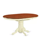 HomeStock 5-Piece Oval Buttermilk & Cherry Finish Solid Wood Top Dining table with 4 Chairs with Cross Back