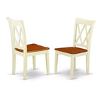 HomeStock 5-Piece Oval Buttermilk & Cherry Finish Solid Wood Top Dining table with 4 Chairs with Cross Back