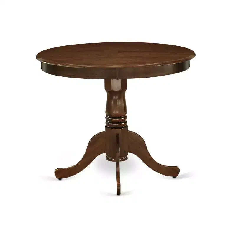 Round Pedestal Dining Table Set with 2 Chairs - Antique Walnut Finish Kitchen Set