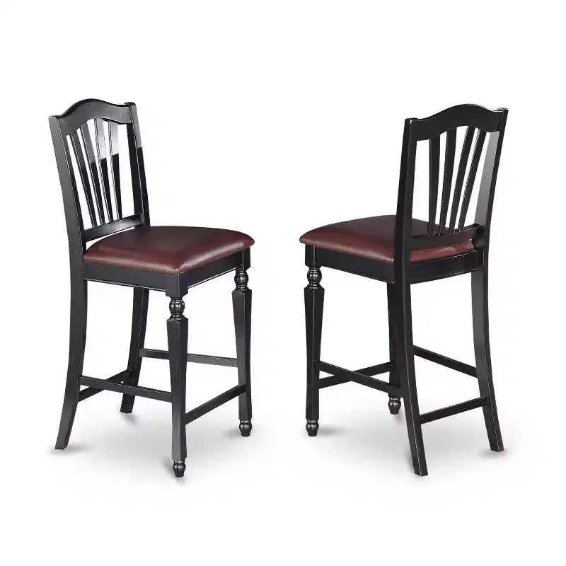 Counter Height Dining Set - 5 Piece Table & Chairs - Kitchen Set - Modern Design - Black & Cherry Finish