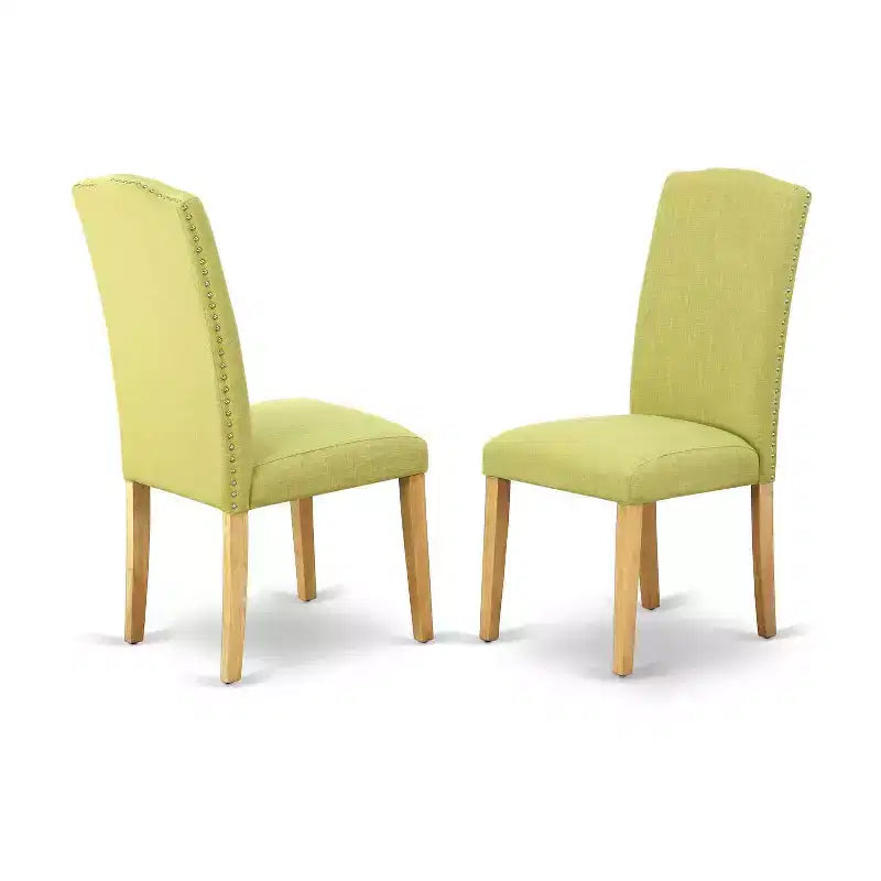 Kitchen Table Set with 2 Chairs, Drop Leaf Dining Table, Linen Fabric Parsons Chairs, Oak Finish