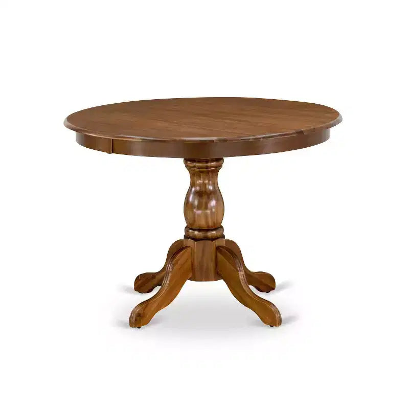 HomeStock 5-Piece Antique Walnut Finish Solid Wood Top Dining table with 4 Chairs