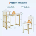 2-Person Dining Table Set with Storage Shelf and Wine Rack, Suitable for Living Room or Bedroom