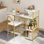 2-Person Dining Table Set with Storage Shelf and Wine Rack, Suitable for Living Room or Bedroom