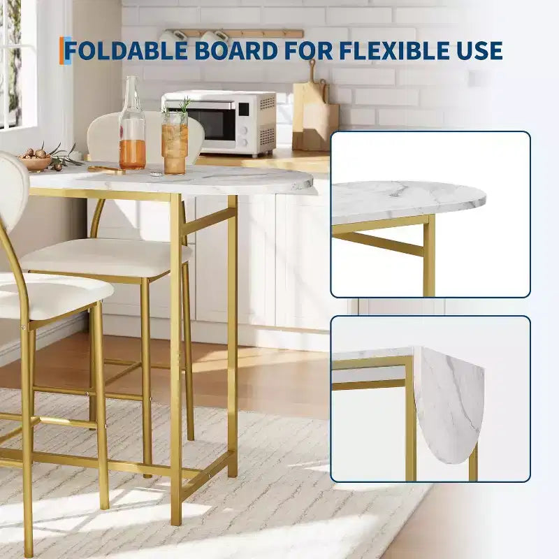 2-Person Dining Table Set with Storage Shelf and Wine Rack, Suitable for Living Room or Bedroom