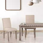 Wooden Dining Set - Modern Farmhouse Style Rectangular Table & Upholstered Chairs for Kitchen & Dining Room (Beige)-Morden Fort