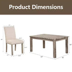 Wooden Dining Set - Modern Farmhouse Style Rectangular Table & Upholstered Chairs for Kitchen & Dining Room (Beige)-Morden Fort